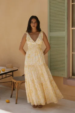 Maxi Dresses>Hello Molly Sunny Splendour Maxi Dress Yellow
