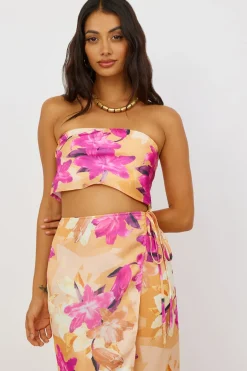 Cropped>Hello Molly Sun On My Shoulder Crop Top Floral