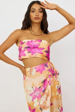 Cropped>Hello Molly Sun On My Shoulder Crop Top Floral