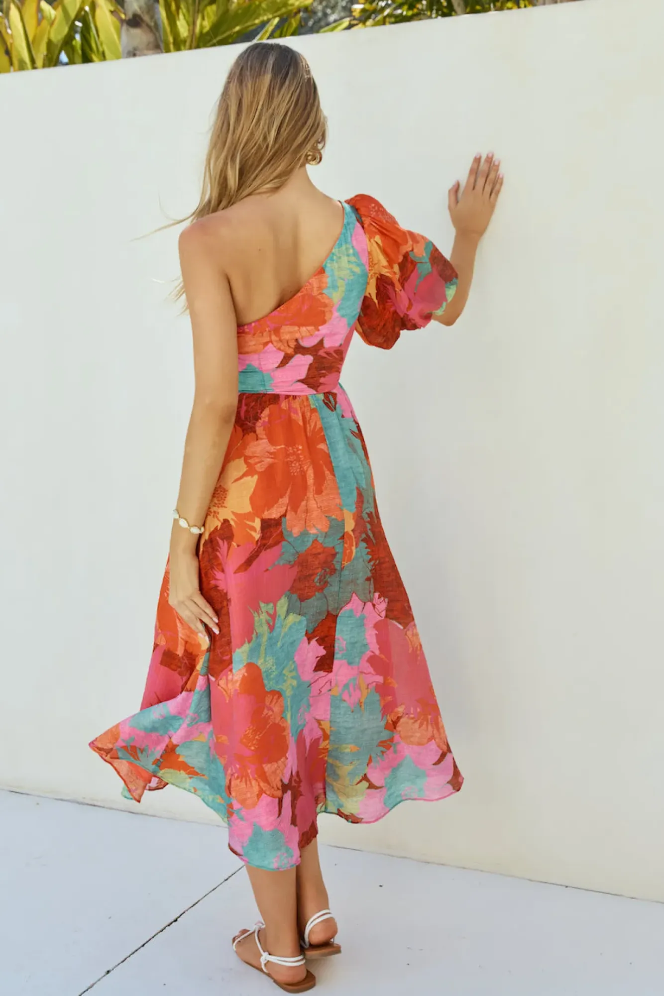 Vacation Dresses|Brunch Dresses>Hello Molly Sunseeker One Shoulder Maxi Dress Pink