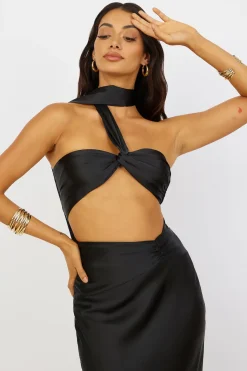 Cropped>Hello Molly Sunset and Vine Crop Top Black