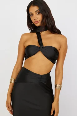 Cropped>Hello Molly Sunset and Vine Crop Top Black