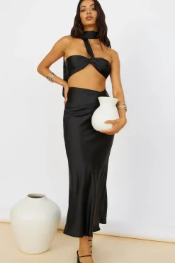 Cropped>Hello Molly Sunset and Vine Crop Top Black