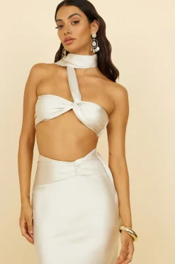 Cropped>Hello Molly Sunset and Vine Crop Top Champagne