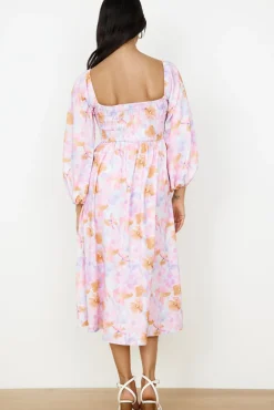 Spring Break Dresses|Bump Friendly>Hello Molly Sunset Blooms Midi Dress Lilac