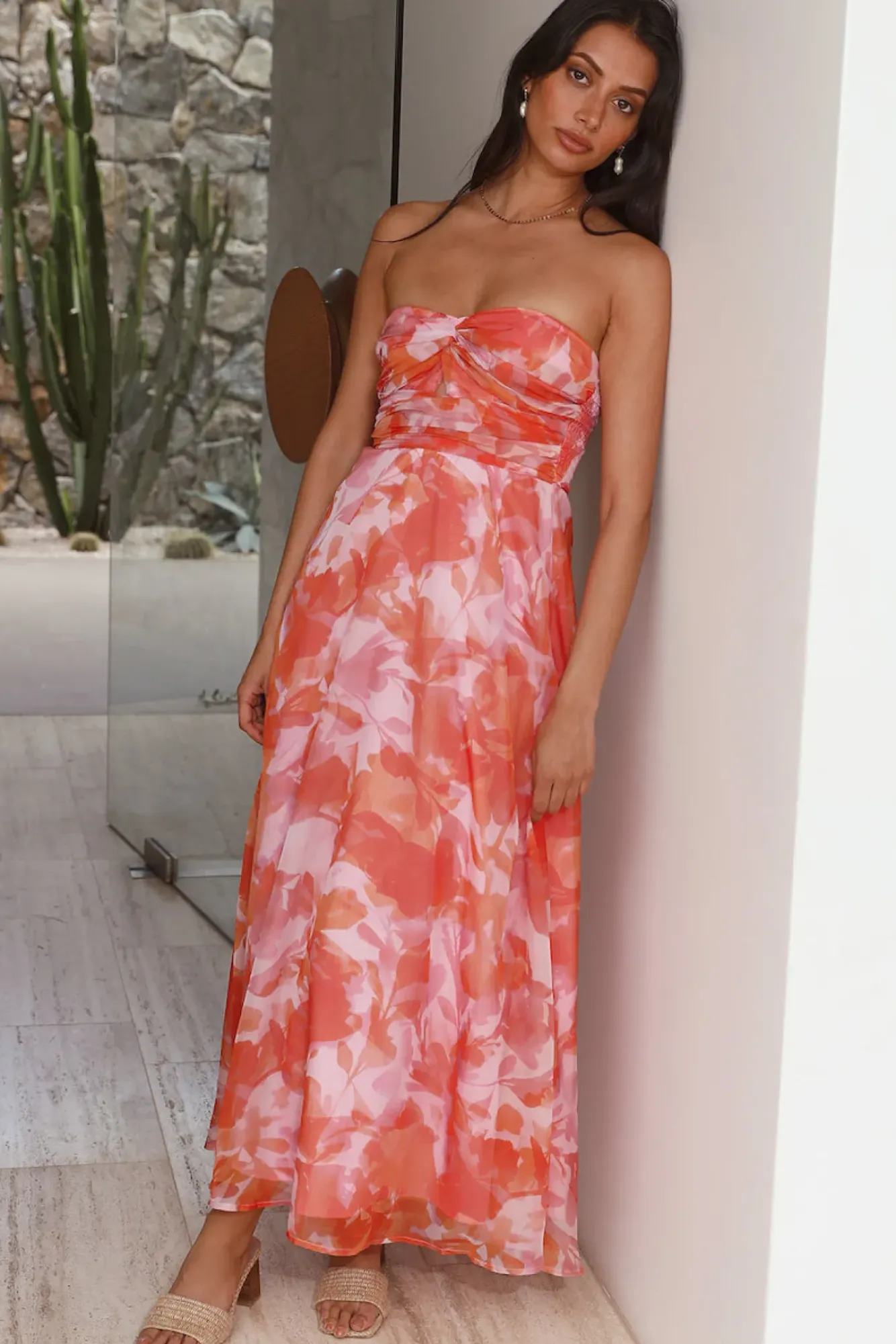 Cocktail Dresses|Bump Friendly>Hello Molly Sunset Memories Strapless Maxi Dress Orange