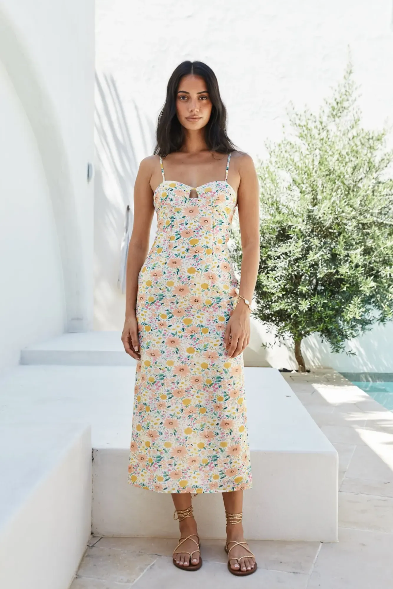 Cocktail Dresses|Vacation Dresses>Hello Molly Sunset Promises Midi Dress Orange