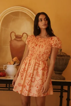 Vacation Dresses|Brunch Dresses>Hello Molly Sunset Scenes Mini Dress Orange