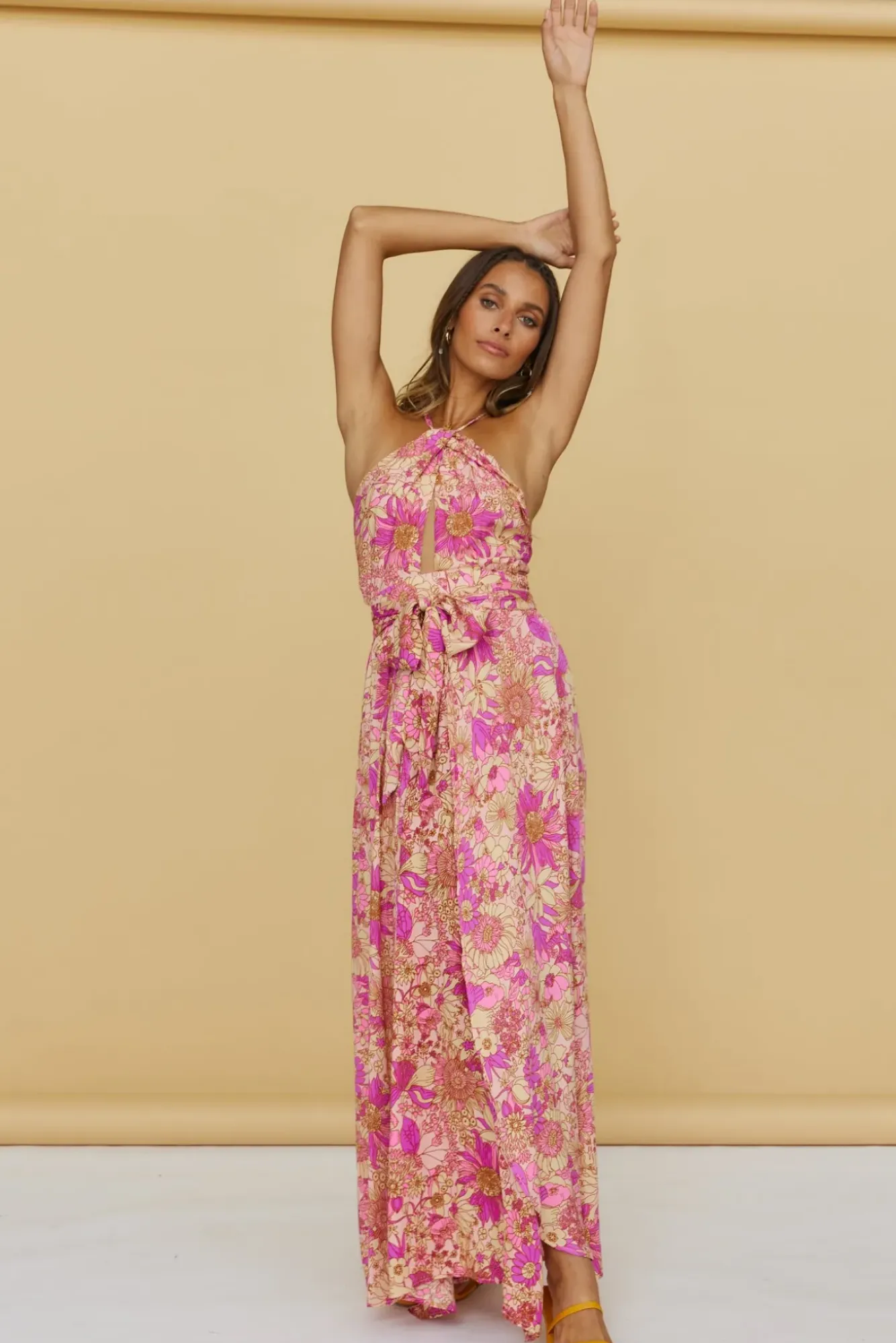 Spring Break Dresses|Bump Friendly>Hello Molly Sunset Shadows Maxi Dress Purple