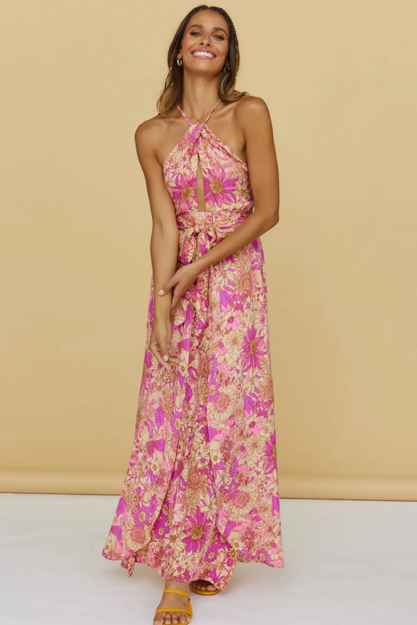 Spring Break Dresses|Bump Friendly>Hello Molly Sunset Shadows Maxi Dress Purple