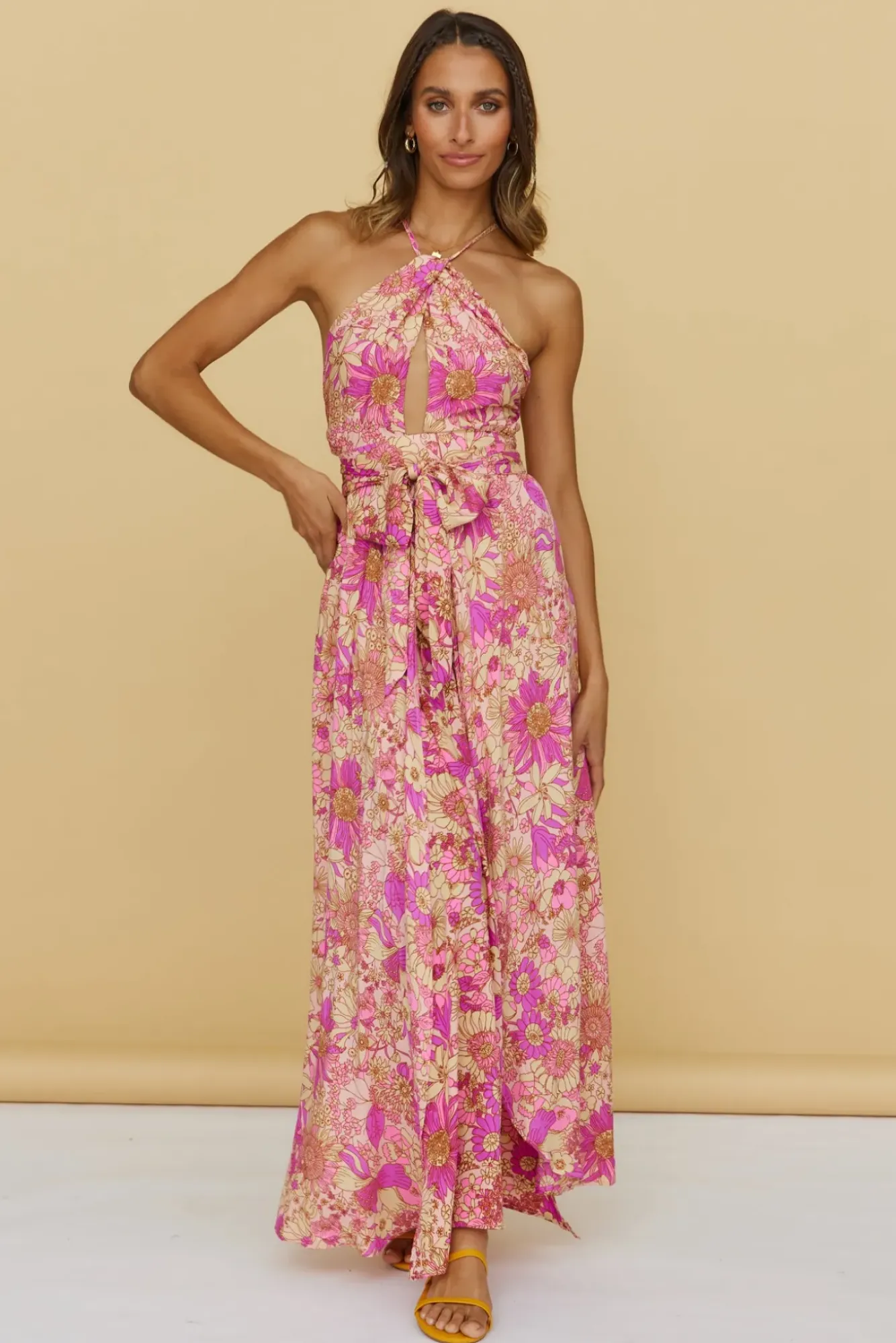 Spring Break Dresses|Bump Friendly>Hello Molly Sunset Shadows Maxi Dress Purple