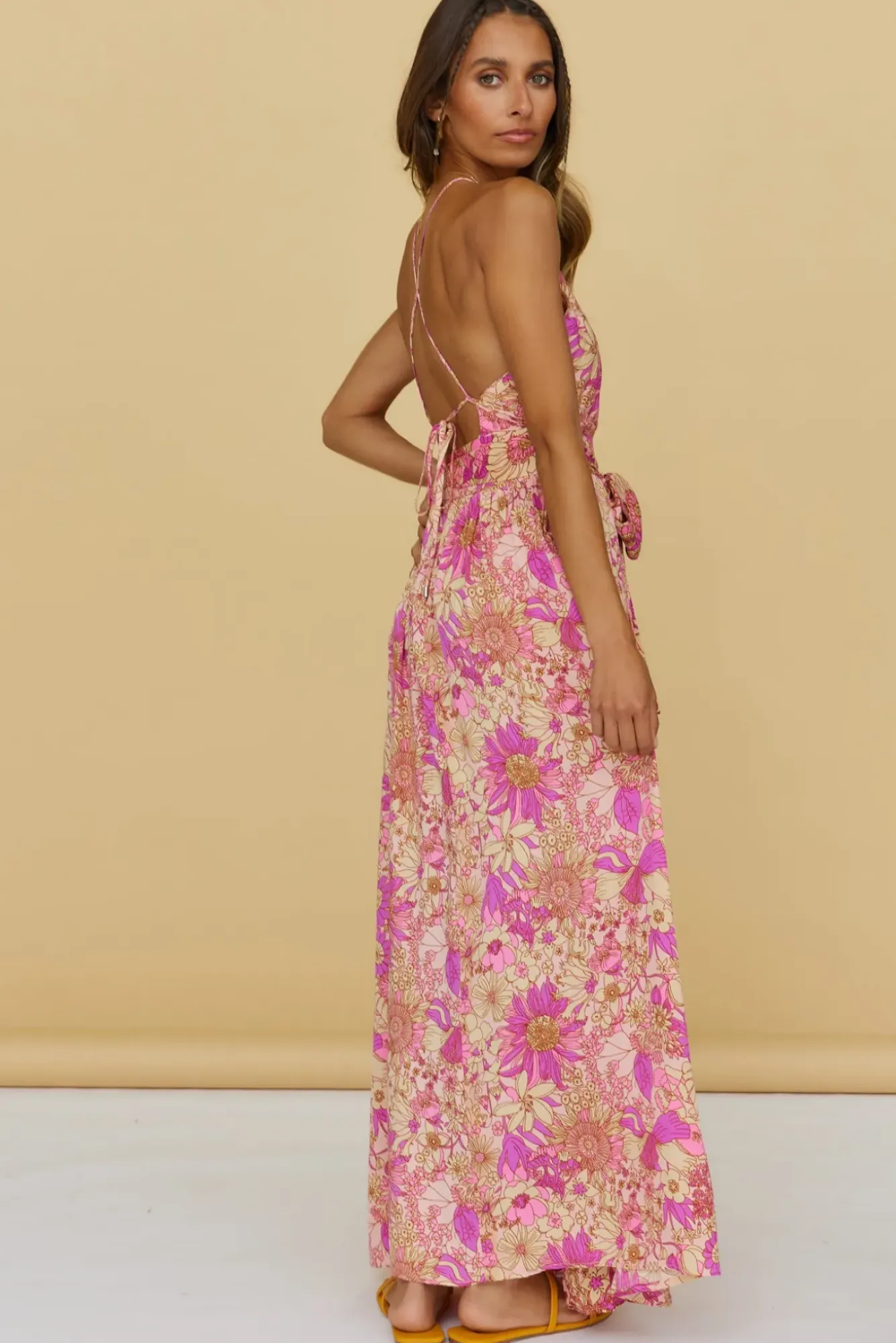 Spring Break Dresses|Bump Friendly>Hello Molly Sunset Shadows Maxi Dress Purple