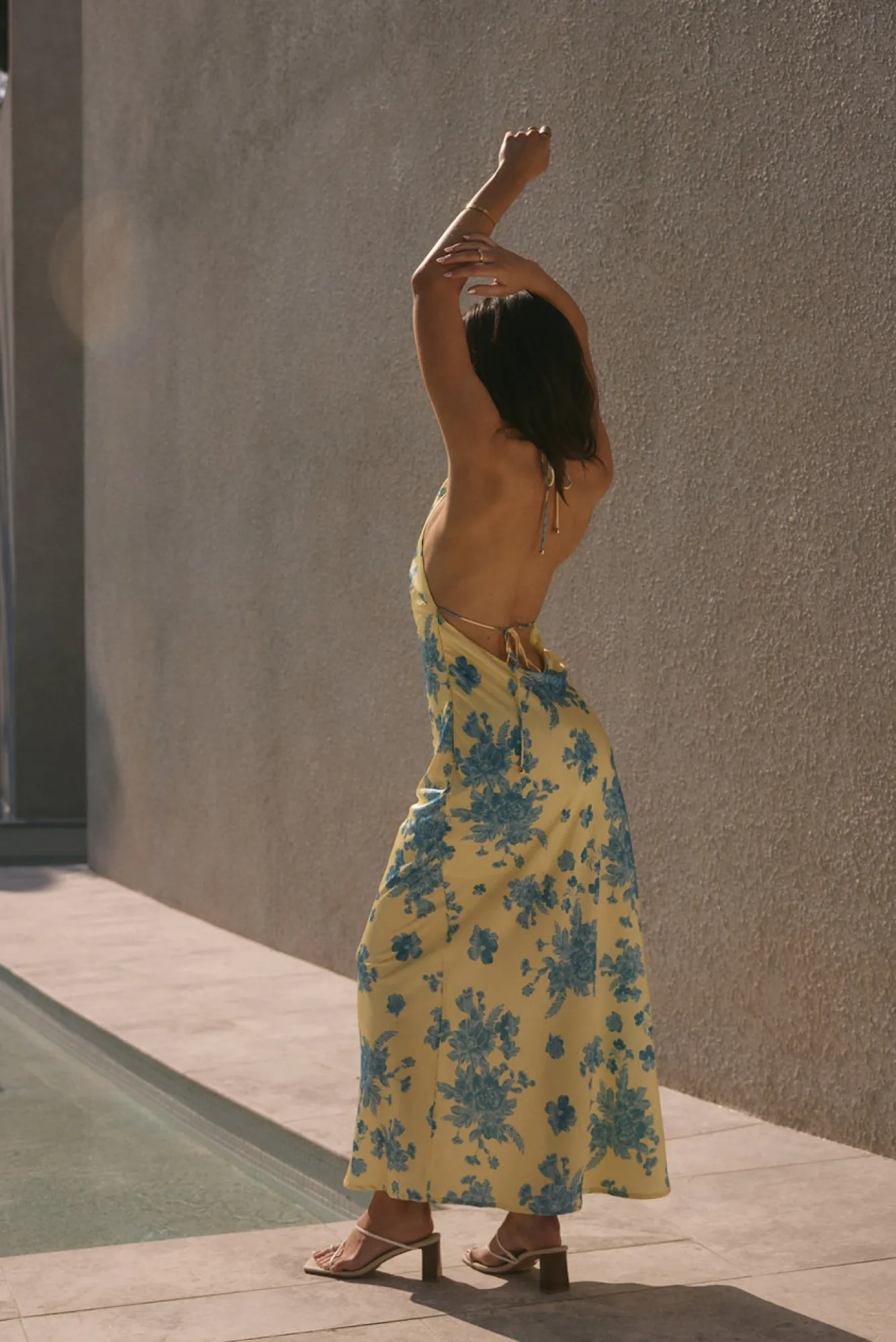 Wedding Guest Dresses|Cocktail Dresses>Hello Molly Sunset Skies Halter Maxi Dress Yellow