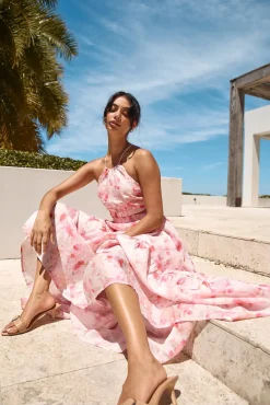 Wedding Guest Dresses|Cocktail Dresses>Hello Molly Sunset Soiree Maxi Dress Pink