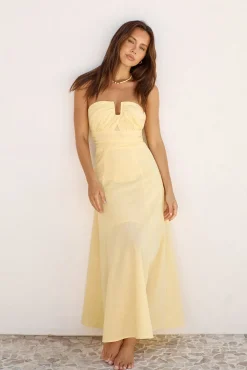 Wedding Guest Dresses|Cocktail Dresses>Hello Molly Sunshine Bliss Strapless Maxi Dress Yellow