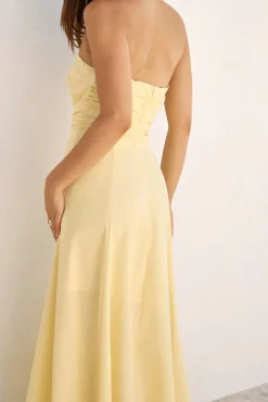 Wedding Guest Dresses|Cocktail Dresses>Hello Molly Sunshine Bliss Strapless Maxi Dress Yellow