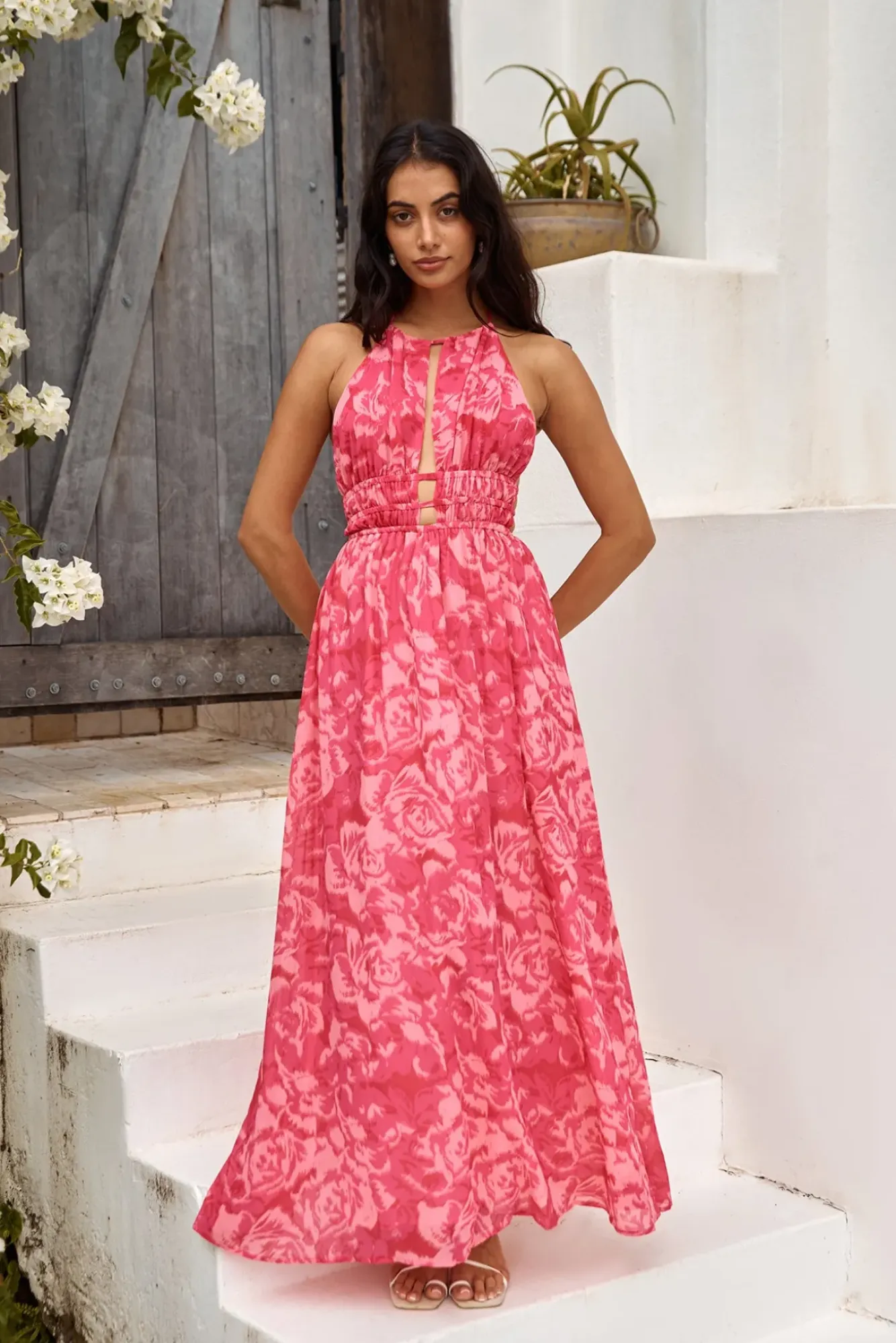 Cocktail Dresses|Brunch Dresses>Hello Molly Sunshine Glow Maxi Dress Pink