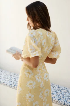 Cocktail Dresses|Spring Break Dresses>Hello Molly Sunshine Serenade Midi Dress Yellow