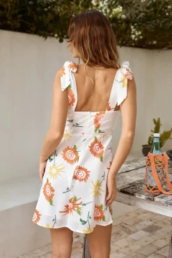 Spring Break Dresses|Brunch Dresses>Hello Molly Sunshine Serenity Linen Mini Dress Orange
