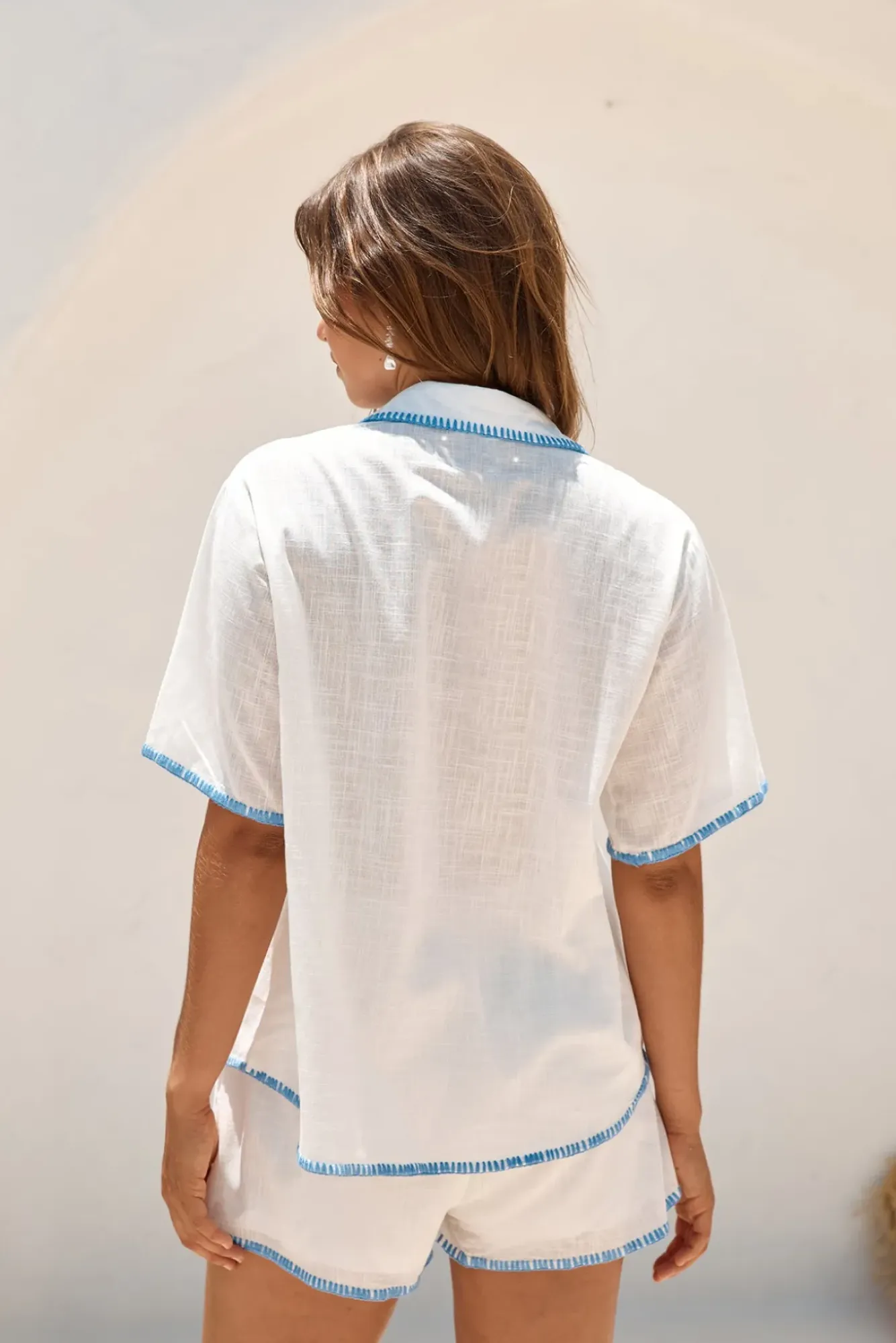Two-Piece Shorts Set>Hello Molly Sun Tan Set Blue