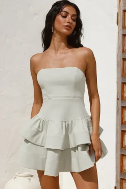 Brunch Dresses|Strapless Dresses>Hello Molly Sure Thing Mini Dress Pistachio