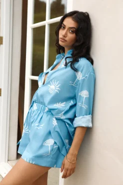 Shorts|Two-Piece Shorts Set>Hello Molly Surfers Paradise Shorts Blue