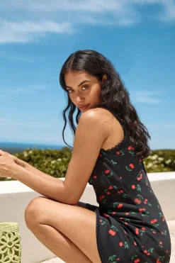 Spring Break Dresses|Brunch Dresses>Hello Molly Sweet Cherry Mini Dress Black