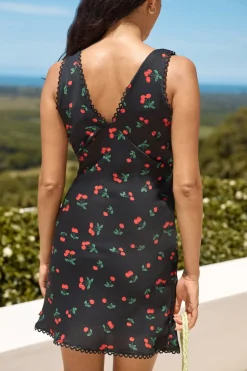 Spring Break Dresses|Brunch Dresses>Hello Molly Sweet Cherry Mini Dress Black