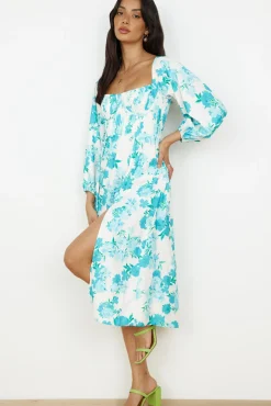 Vacation Dresses|Floral Dresses>Hello Molly Sweet Epiphany Midi Dress Blue Floral