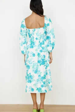 Vacation Dresses|Floral Dresses>Hello Molly Sweet Epiphany Midi Dress Blue Floral