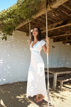 Vacation Dresses|Spring Break Dresses>Hello Molly Sweetest Dreams Linen Maxi Dress White