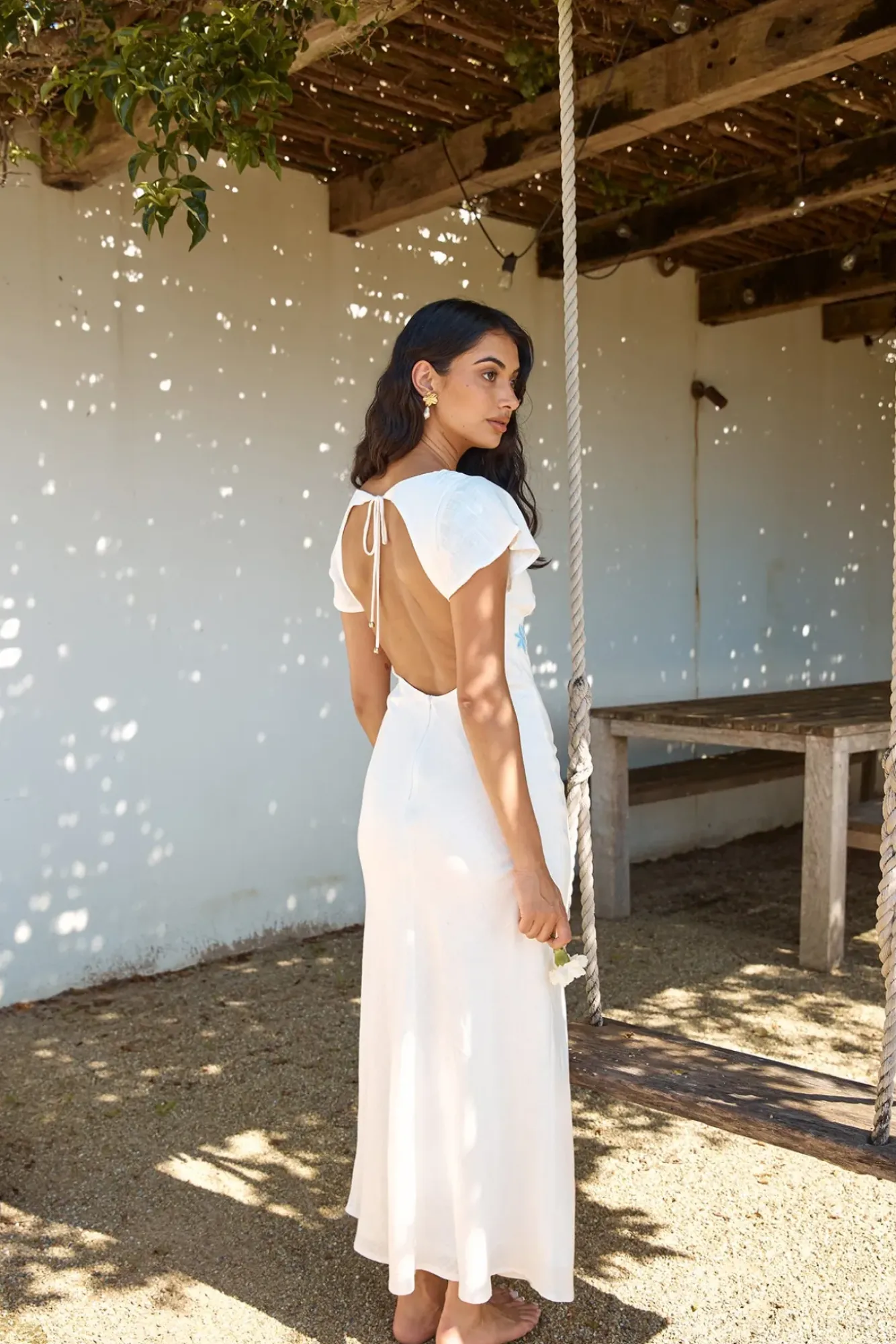 Vacation Dresses|Spring Break Dresses>Hello Molly Sweetest Dreams Linen Maxi Dress White