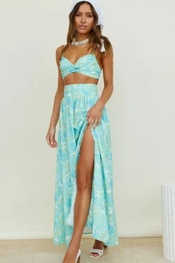 Skirts|Skirt And Top Sets>Hello Molly Sweet Morning Dew Maxi Skirt Blue