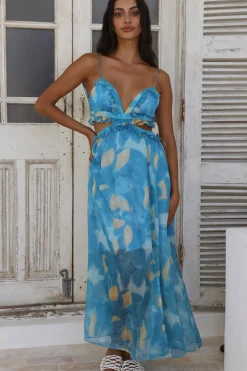 Cocktail Dresses|Vacation Dresses>Hello Molly Sweet Music Maxi Dress Blue