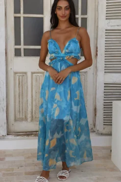 Cocktail Dresses|Vacation Dresses>Hello Molly Sweet Music Maxi Dress Blue