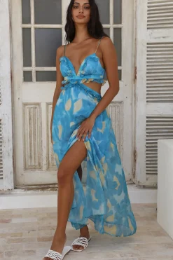 Cocktail Dresses|Vacation Dresses>Hello Molly Sweet Music Maxi Dress Blue