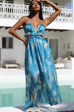 Cocktail Dresses|Vacation Dresses>Hello Molly Sweet Music Maxi Dress Blue