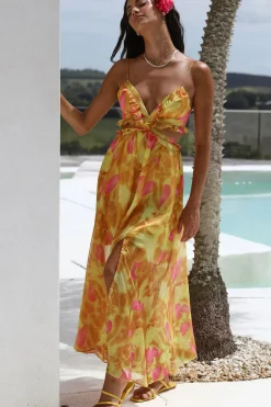 Cocktail Dresses|Vacation Dresses>Hello Molly Sweet Music Maxi Dress Yellow