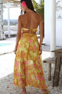 Cocktail Dresses|Vacation Dresses>Hello Molly Sweet Music Maxi Dress Yellow