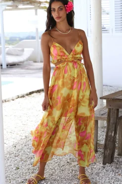Cocktail Dresses|Vacation Dresses>Hello Molly Sweet Music Maxi Dress Yellow