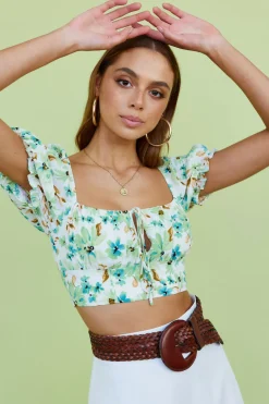 Cropped>Hello Molly Sweetpea Crop Top Green