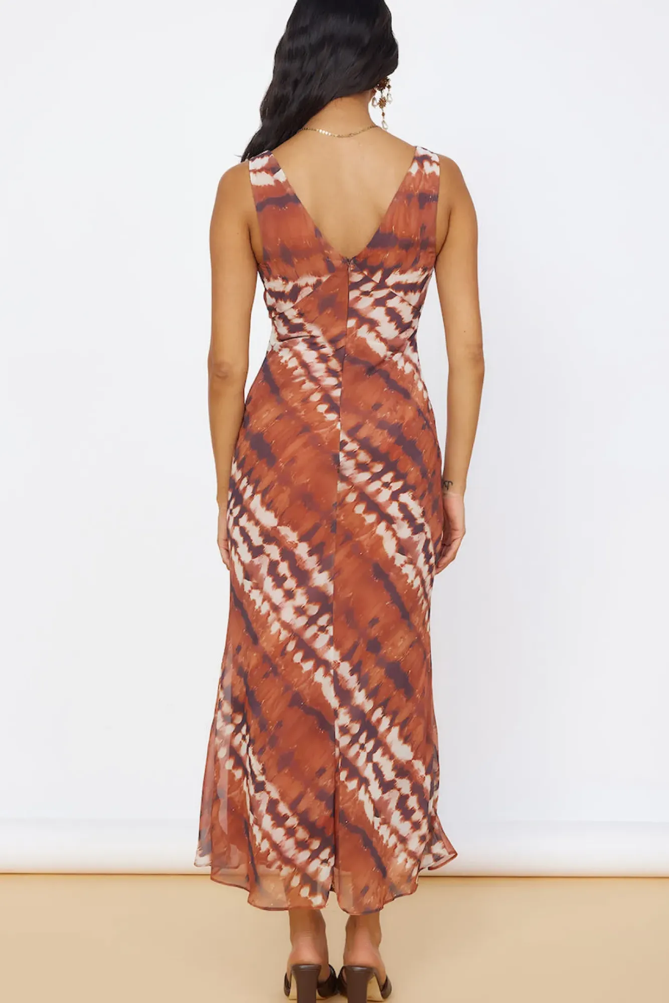 Vacation Dresses|Multipattern Dresses>Hello Molly Sweet Reflections Maxi Dress Brown