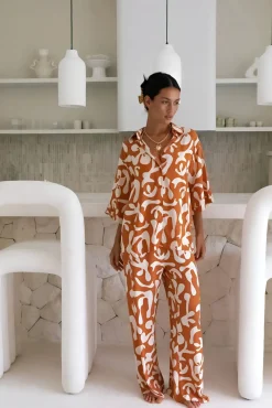 Two-Piece Pants Set>Hello Molly Sweet Sunbeam Set Rust