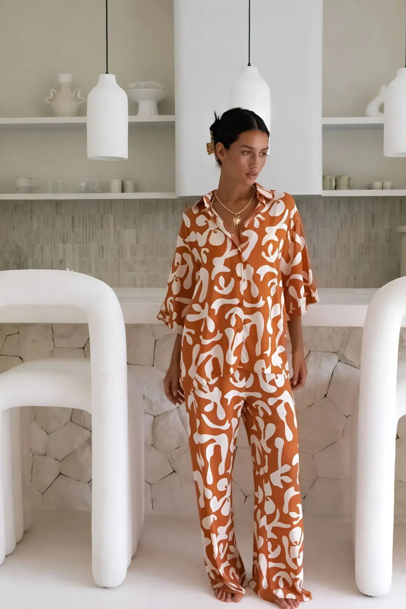 Two-Piece Pants Set>Hello Molly Sweet Sunbeam Set Rust