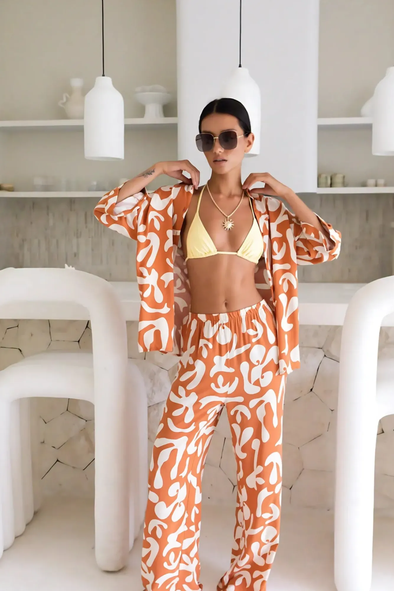 Two-Piece Pants Set>Hello Molly Sweet Sunbeam Set Rust