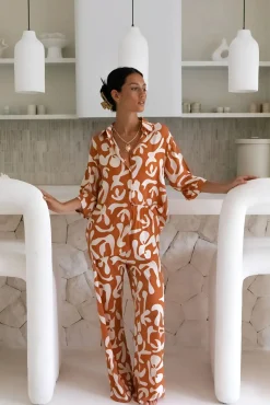 Two-Piece Pants Set>Hello Molly Sweet Sunbeam Set Rust