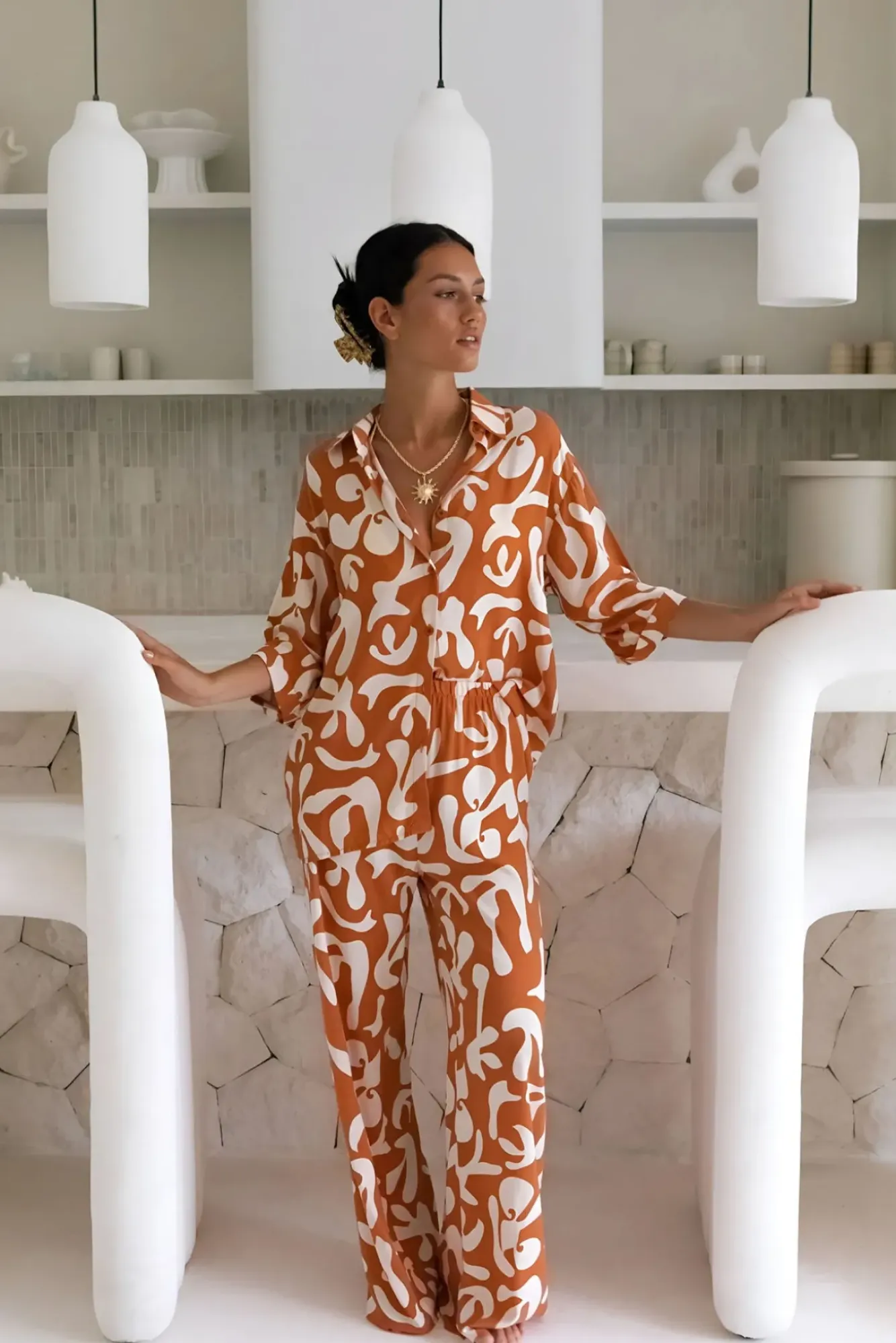 Two-Piece Pants Set>Hello Molly Sweet Sunbeam Set Rust