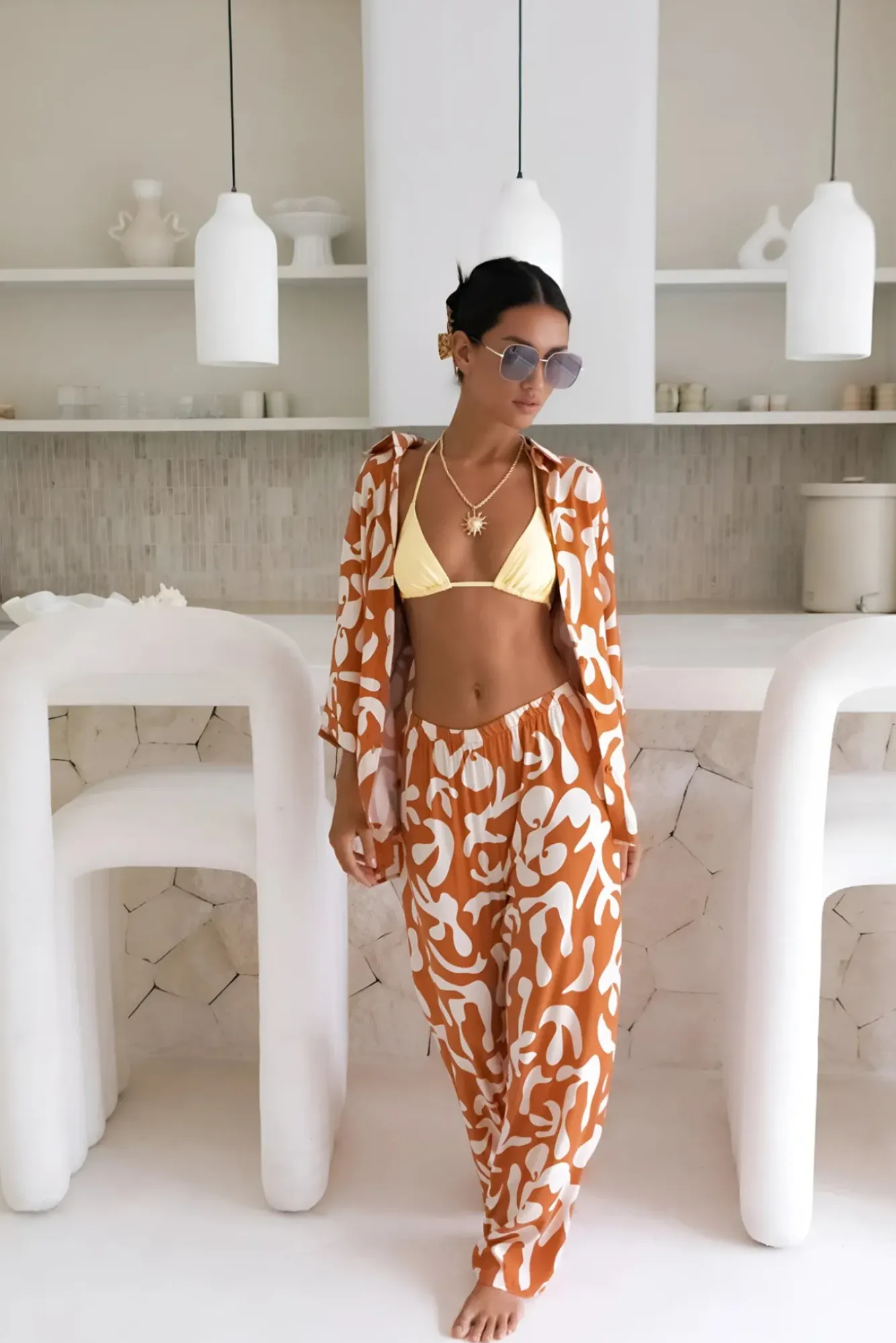 Two-Piece Pants Set>Hello Molly Sweet Sunbeam Set Rust