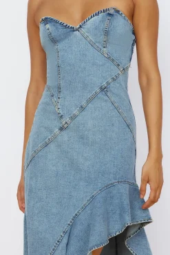 Vacation Dresses|Brunch Dresses>Hello Molly Sweet Surprises Midi Dress Denim