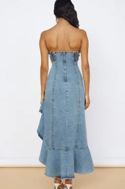 Vacation Dresses|Brunch Dresses>Hello Molly Sweet Surprises Midi Dress Denim